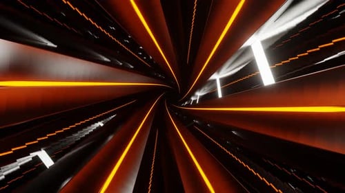 Orange And White Neon Glowing Spiral Hex Tunnel Background Vj Loop In 4K