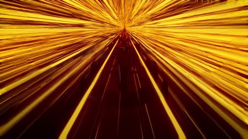 Futuristic Race Car Speeding Through Abstract Light Tunnel