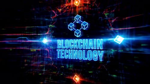 Futuristic Blockchain Technology Network Digital Intro Title Reveal