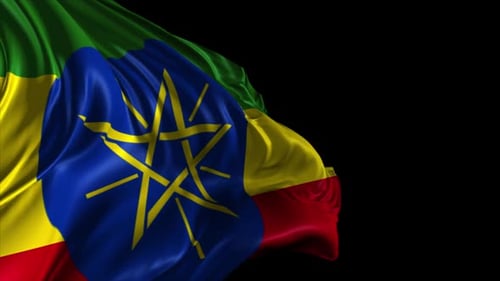 Waving Ethiopia Flag Realistic Alpha Channel Animation