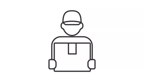 Delivery Person Holding Box Line Art Icon