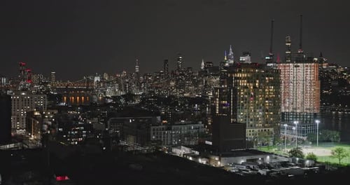 NYC New York Aerial v276 flyover Hallets Point in Astoria Queens capturing Roosevelt Island and nigh