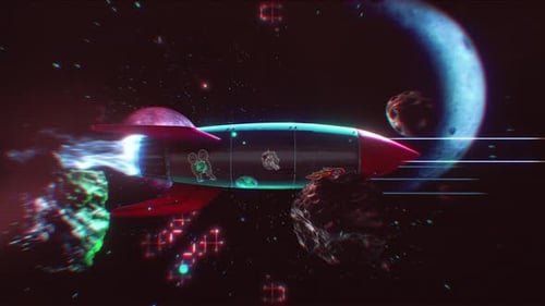 Retro Rocket & Space Abstract Background