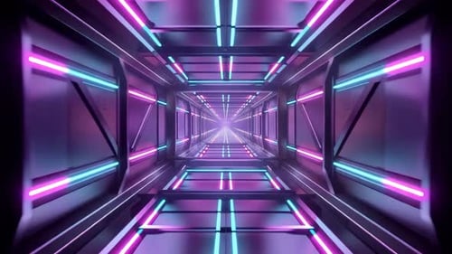 Futuristic Neon Tunnel Infinite Loop Background