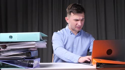 Angry Office Worker Reacting Aggressively to Messages in Chat Correspondence