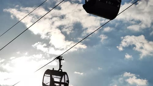 Scenic Gondola Ride Against a Cloudy Blue Sky