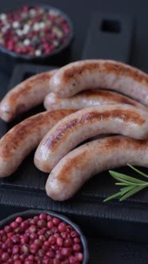Grilled Sausages Close Up Food and Beverage