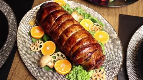 Glazed Meat Roast with Orange and Herbs