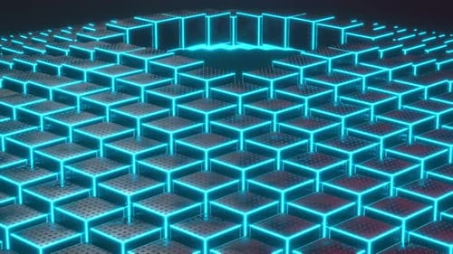 Blue Animated Sci Fi Cube