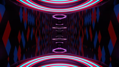 Red And Blue Neon Tunnel With Drop In Down Background Vj Loop In 4K