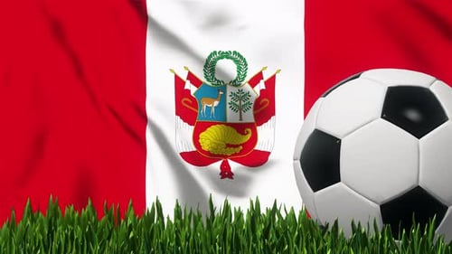 Soccer Background with Peru Flag 4K Looped