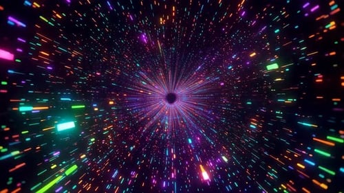 Boucle de mouvement numérique futuriste Hyperspace Warp Speed au néon