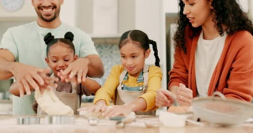 Happy Family Baking Together in Kitchen