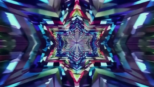 Animation géométrique fractale kaléidoscopique colorée