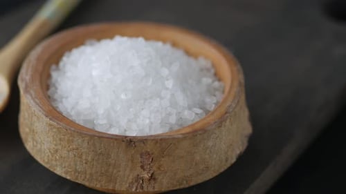 Close Up View of Sea Salt in Bowl