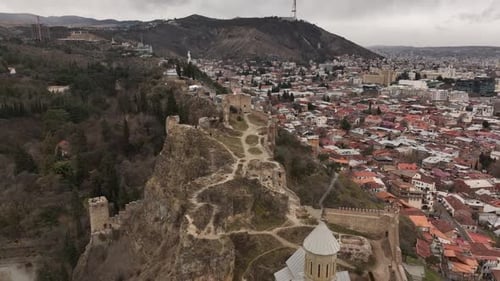 The ancient citadel in the historical part of Tbilisi, Narikala Fortress.