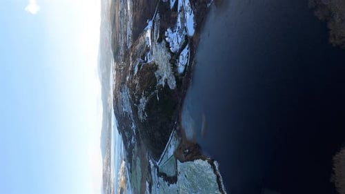 Aerial View of Clooney Lake in the Winter By Portnoo in County Donegal Ireland