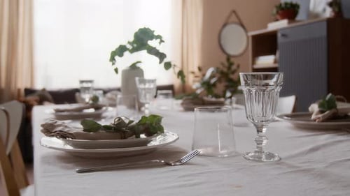 Elegant Dining Table Setting in Bright Home Interior