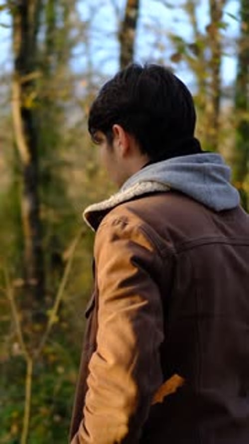 Talking Phone in Fall Forest