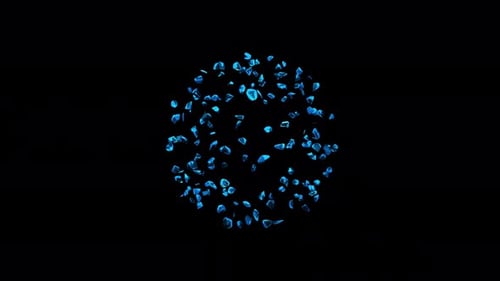 Blue Crystal Particle Sphere Reveal and Vanish