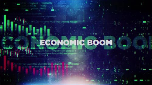 Economic Boom With Decrease Bar Chart Graph And Arrow Green
