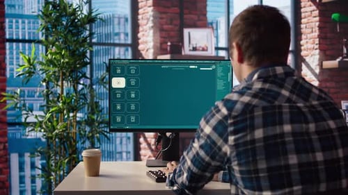 Person Wearing Headphones Using AI Virtual Assistant Producing Clips