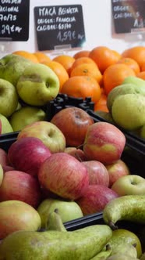 Vertical Video of Fruit at Market with Prices