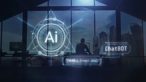 Ein Mann arbeitet an einem Laptop, um künstliche Intelligenz zu entwickeln