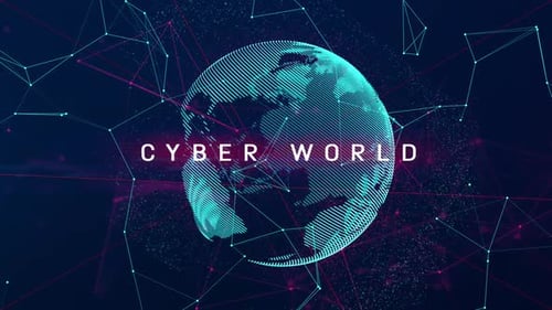 Digitale Technologie Plexus Earth and Cyber World Word