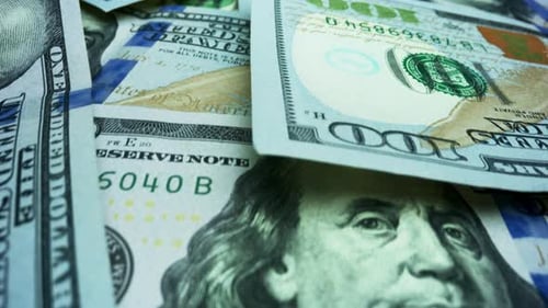 Bargeld-Hintergrund und Finanzkonzept. Dolly Einhundert Dollar-Scheine