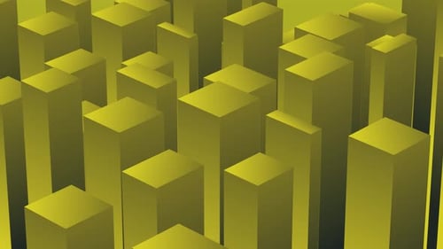3D Animated Background Of Yellow Cubes Going Up And Down Loop