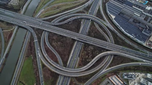 Cars driving on Highway Aerial view