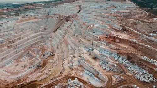 Wide Shot of Marble Quarry Operations