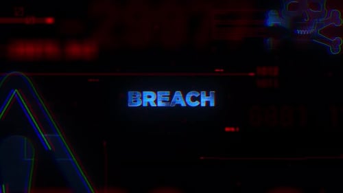 Cyber Data Breach Warning Glitch Text Reveal