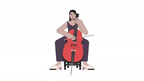 Minimalist Animation of a Person Playing Cello