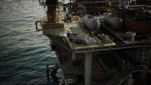 Old Oil Rig Platform in Ocean