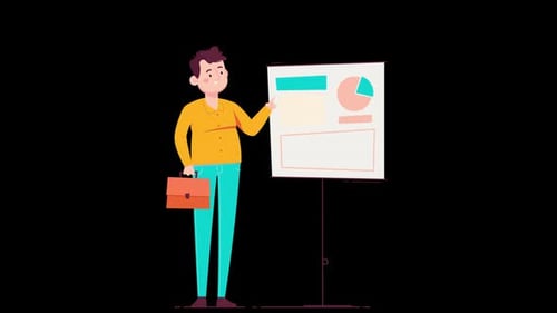 Businessman in workspace Alpha Channel