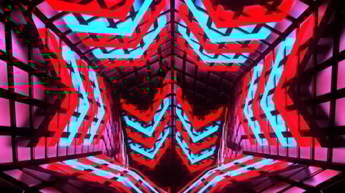 Red And Blue Strobe Hexagonal Circle Tunnel Background Vj Loop In 4K