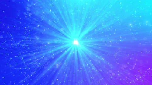 Sci-fi hologram. Fly through technology cyberspace Hologram neon glow. Sci-fi flight through hi-tech