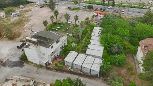 Aerial View Hotel Resort on the Beach Surrounded By Palm Trees and Sea