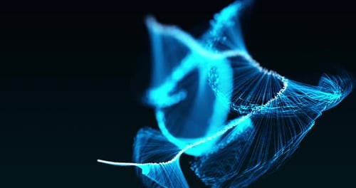 Optical fiber with small particles of the liquid element moves, Smooth movement of particles