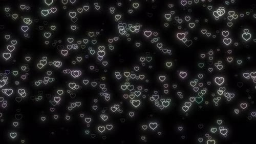 Animated Glowing Heart Outlines Floating Loop Background