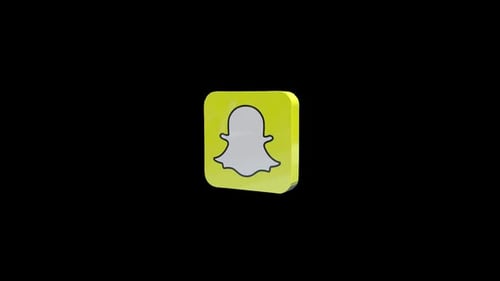 Animated 3D Snapchat Logo Loop on Black Background