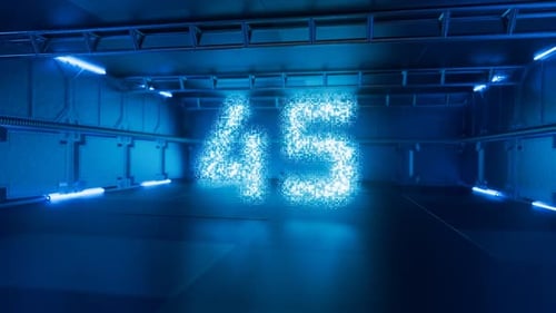 Countdown for your gaming stream. Technological countdown. Countdown on a futuristic spaceship corri