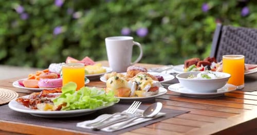 Elaborate Breakfast Table in a Tropical Setting