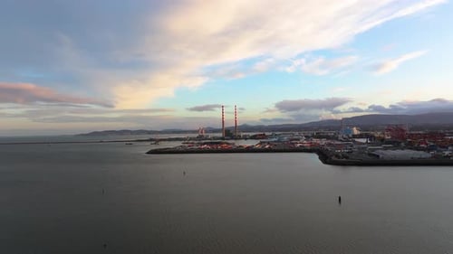 Aerial View of Dublin Port at Twilight
