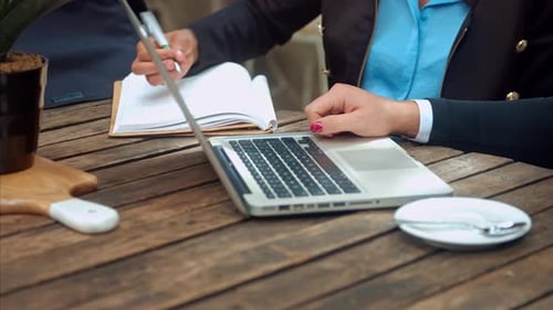 Close Up of Casual Entrepreneur Woman Team, Using Technology for Information In