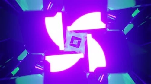 Neon Geometric Tunnel Cyberspace Motion Background