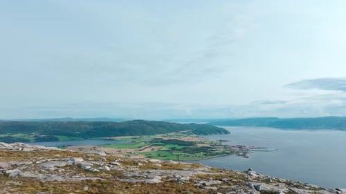 Serenely Peaceful Scene of Lake in Blaheia Mountain in Norway - Drone Flying Forward