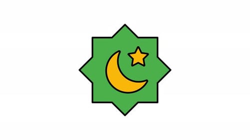 Animated Islamic Star Icon with Moon and Star